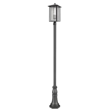 Aspen 3 Light Outdoor Post Mounted Fixture, Black And Clear Seedy